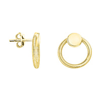 Haupt- und Seitenansicht von Geriffelter Kreis Ohrstecker in 925 Silber von Sofia Milani - E1607