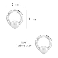 Maßenansicht von Kreis Perlen Ohrstecker in 925 Silber von Sofia Milani - E1615