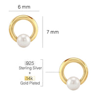 Maßenansicht von Kreis Perlen Ohrstecker in 925 Silber von Sofia Milani - E1615