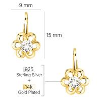 Maßenansicht von Blumen Ohrhänger in 925 Silber von Sofia Milani - E1619