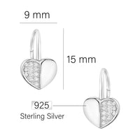 Maßenansicht von Herz Ohrhänger in 925 Silber von Sofia Milani - E1622