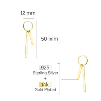 Maßenansicht von Kreis Stab Ohrhänger in 925 Silber von Sofia Milani - E1633