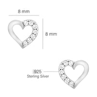 Maßenansicht von Herz Ohrstecker in 925 Silber von Sofia Milani - E1636