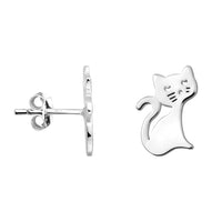 Haupt- und Seitenansicht von Katzen Ohrstecker in 925 Silber von Sofia Milani - E1644