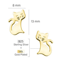 Maßenansicht von Katzen Ohrstecker in 925 Silber von Sofia Milani - E1645