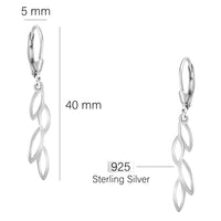 Maßenansicht von Blatt Ohrhänger in 925 Silber von Sofia Milani - E1650