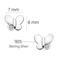 Maßenansicht von Schmetterling Ohrstecker in 925 Silber von Sofia Milani - E1652