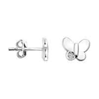Haupt- und Seitenansicht von Schmetterling Ohrstecker in 925 Silber von Sofia Milani - E1652