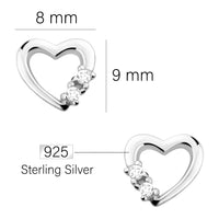 Maßenansicht von Herz Ohrstecker in 925 Silber von Sofia Milani - E1658