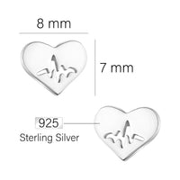 Maßenansicht von Herzschlag Ohrstecker in 925 Silber von Sofia Milani - E1664