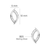 Maßenansicht von Oval Ohrstecker in 925 Silber von Sofia Milani - E1668