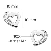 Maßenansicht von Herz Ohrstecker in 925 Silber von Sofia Milani - E1682