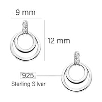 Maßenansicht von Kreis Ohrstecker in 925 Silber von Sofia Milani - E1744