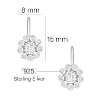 Maßenansicht von Blumen Ohrhänger in 925 Silber von Sofia Milani - E1745