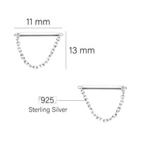 Maßenansicht von Stab Kette Ohrstecker in 925 Silber von Sofia Milani - E1747