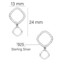 Maßenansicht von Kreis Ohrhänger in 925 Silber von Sofia Milani - E1759