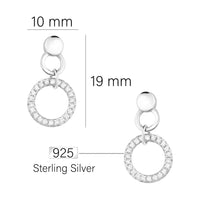 Maßenansicht von Kreis Ohrhänger in 925 Silber von Sofia Milani - E1761