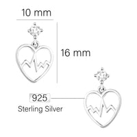 Maßenansicht von Herz Ohrhänger in 925 Silber von Sofia Milani - E1770