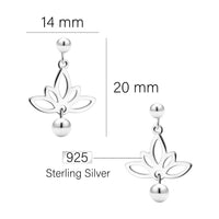 Maßenansicht von Lotus Kugel Blumen Ohrstecker in 925 Silber von Sofia Milani - E1785