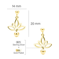 Maßenansicht von Lotus Kugel Blumen Ohrstecker in 925 Silber von Sofia Milani - E1786