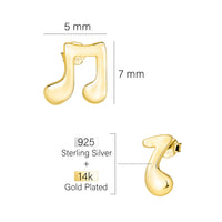 Maßenansicht von Musik Note Ohrstecker in 925 Silber von Sofia Milani - E1790