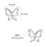 Maßenansicht von Schmetterling Ohrstecker in 925 Silber von Sofia Milani - E1791