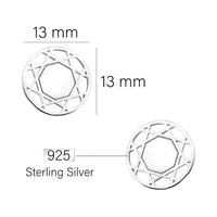 Maßenansicht von Gitter Kreis Ohrstecker in 925 Silber von Sofia Milani - E1793
