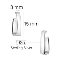 Maßenansicht von Feine Steck Creolen in 925 Silber von Sofia Milani - E1799