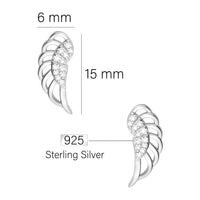 Maßenansicht von Flügel Engel Ohrstecker in 925 Silber von Sofia Milani - E1849
