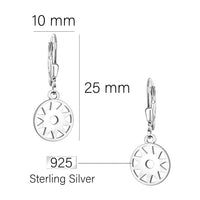 Maßenansicht von Sonnen Kreis Ohrhänger in 925 Silber von Sofia Milani - E1863