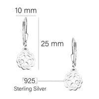 Maßenansicht von Herz Blumen Ohrhänger in 925 Silber von Sofia Milani - E1865