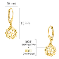 Maßenansicht von Herz Blumen Ohrhänger in 925 Silber von Sofia Milani - E1866