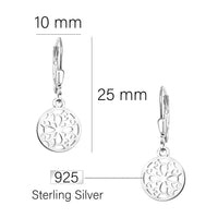 Maßenansicht von Ornament Kreis Ohrhänger in 925 Silber von Sofia Milani - E1877
