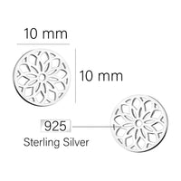 Maßenansicht von Blumen Kreis Ohrstecker in 925 Silber von Sofia Milani - E1889
