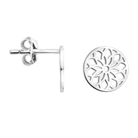 Haupt- und Seitenansicht von Blumen Kreis Ohrstecker in 925 Silber von Sofia Milani - E1889