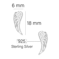 Maßenansicht von Flügel Engel Ohrstecker in 925 Silber von Sofia Milani - E1911