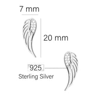 Maßenansicht von Flügel Engel Ohrstecker in 925 Silber von Sofia Milani - E1913