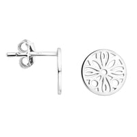 Haupt- und Seitenansicht von Ornament Kreis Ohrstecker in 925 Silber von Sofia Milani - E1925