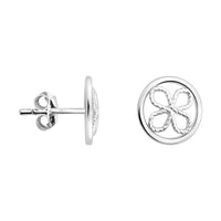 Haupt- und Seitenansicht von Kreis Kleeblatt Ohrstecker in 925 Silber von Sofia Milani - E1927