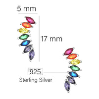 Maßenansicht von Mehrfarbiger Zirkonia Ohrklemme in 925 Silber von Sofia Milani - E1938