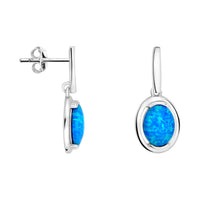 Haupt- und Seitenansicht von Ovaler Opal Ohrhänger in 925 Silber von Sofia Milani - E1951