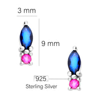 Maßenansicht von Mehrfarbiger Zirkonia Ohrstecker in 925 Silber von Sofia Milani - E1956