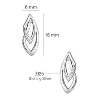 Maßenansicht von Oval Ohrstecker in 925 Silber von Sofia Milani - E1958