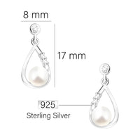Maßenansicht von Perlen Ohrstecker in 925 Silber von Sofia Milani - E1962