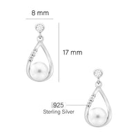 Maßenansicht von Perlen Ohrstecker in 925 Silber von Sofia Milani - E1962