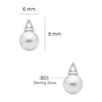 Maßenansicht von Perlen Ohrstecker in 925 Silber von Sofia Milani - E1964