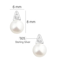 Maßenansicht von Perlen Ohrstecker in 925 Silber von Sofia Milani - E1964