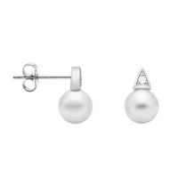 Haupt- und Seitenansicht von Perlen Ohrstecker in 925 Silber von Sofia Milani - E1964