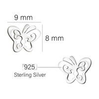 Maßenansicht von Schmetterling Ohrstecker in 925 Silber von Sofia Milani - E1995