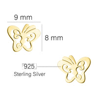 Maßenansicht von Schmetterling Ohrstecker in 925 Silber von Sofia Milani - E1996
